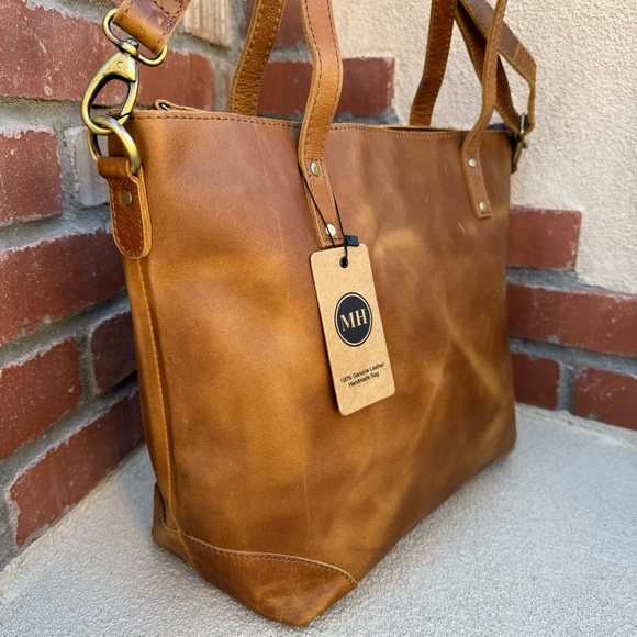 🆕Montana Hudson EVA Zip Firm Genuine Leather Handmade Laptop Tote - Picture 4 of 11